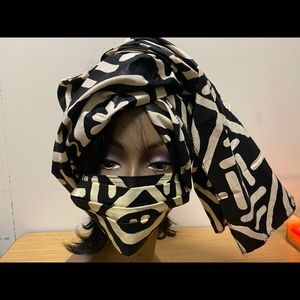 African face mask and head scarf.